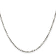 925 White Gold 2 mm Box Chain Necklace, Polished