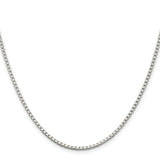 925 White Gold 2 mm Box Chain Necklace, Polished