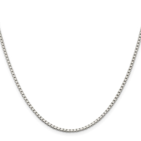 925 White Gold 2 mm Box Chain Necklace, Polished