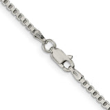 925 White Gold 2 mm Box Chain Necklace, Polished alternate angle
