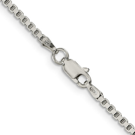 925 White Gold 2 mm Box Chain Necklace, Polished alternate angle
