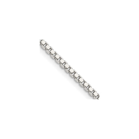 925 White Gold 2 mm Box Chain Necklace, Polished alternate angle