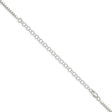 925 White Gold 2 mm Box Chain Necklace, Polished detail view