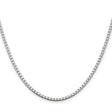 925 White Gold 2.5 mm Box Chain Necklace, Polished