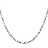 925 White Gold 2.5 mm Box Chain Necklace, Polished