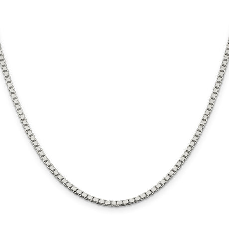 925 White Gold 2.5 mm Box Chain Necklace, Polished