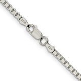 925 White Gold 2.5 mm Box Chain Necklace, Polished alternate angle