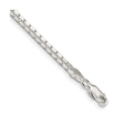 925 White Gold 2.5 mm Box Chain Bracelet, Polished shown for scale