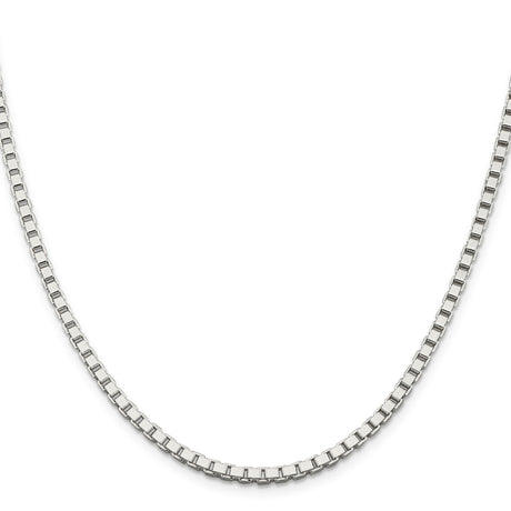 925 White Gold 3 mm Box Chain Necklace, Polished