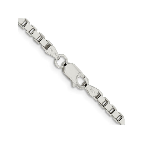 925 White Gold 3 mm Box Chain Necklace, Polished alternate angle