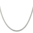 925 White Gold 3 mm Box Chain Necklace, Polished