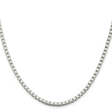 925 White Gold 3 mm Box Chain Necklace, Polished