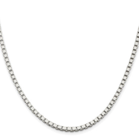 925 White Gold 3 mm Box Chain Necklace, Polished