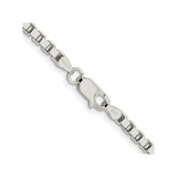 925 White Gold 3 mm Box Chain Necklace, Polished alternate angle
