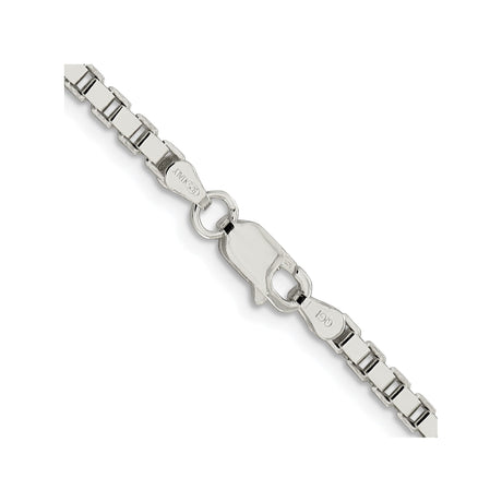 925 White Gold 3 mm Box Chain Necklace, Polished alternate angle