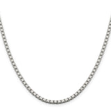 925 White Gold 3.25 mm Box Chain Necklace, Polished