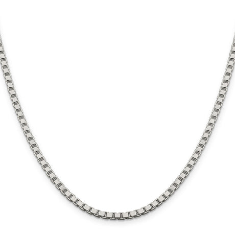 925 White Gold 3.25 mm Box Chain Necklace, Polished