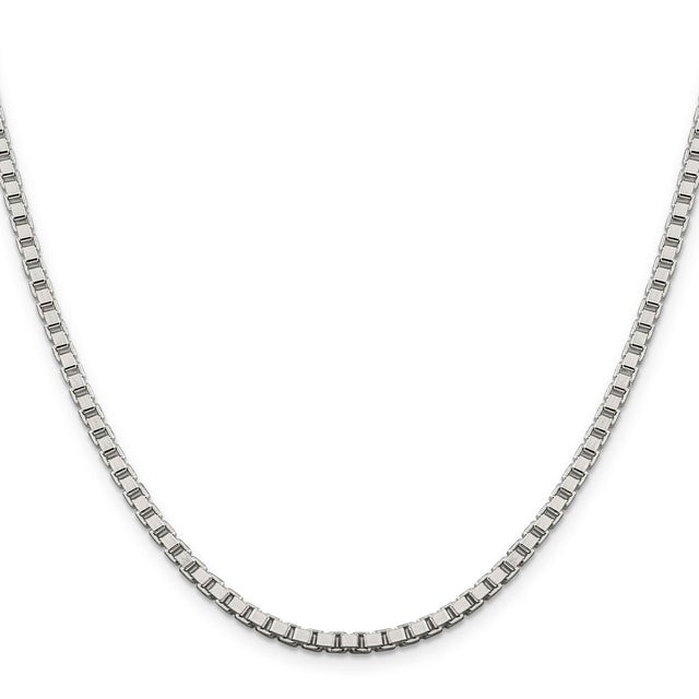 925 White Gold 3.25 mm Box Chain Necklace, Polished