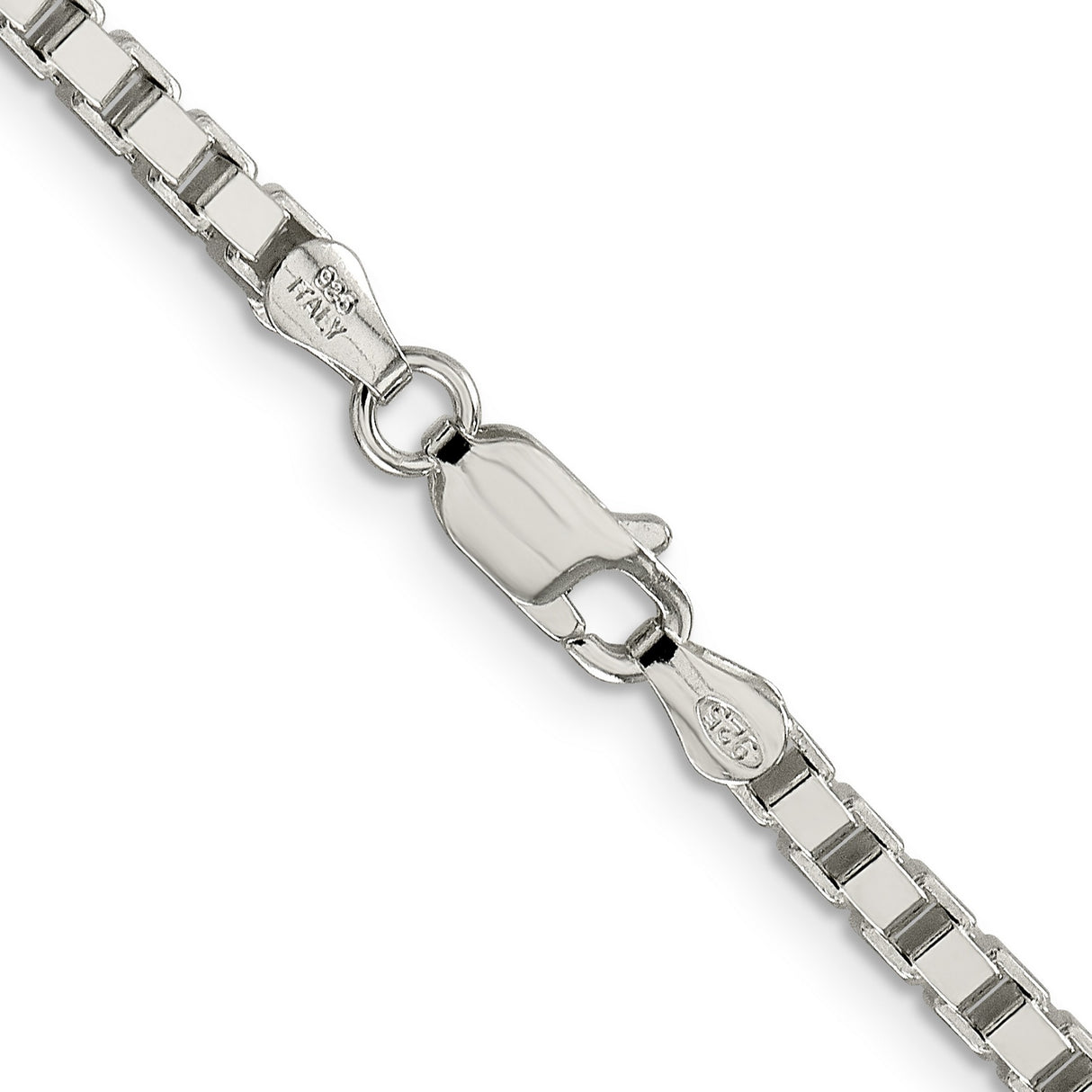925 White Gold 3.25 mm Box Chain Necklace, Polished alternate angle