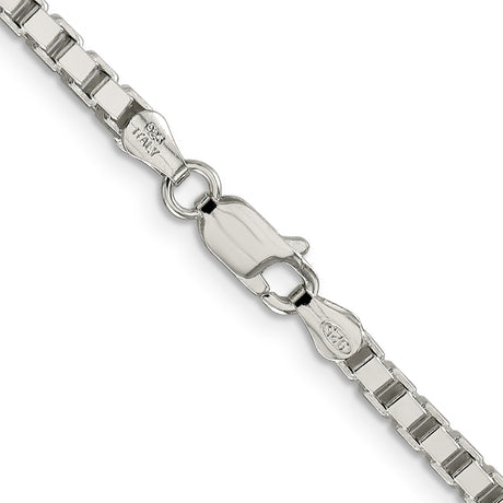 925 White Gold 3.25 mm Box Chain Necklace, Polished alternate angle