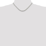 925 White Gold 3.25 mm Box Chain Necklace, Polished detail view
