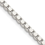 925 White Gold 3.25 mm Box Chain Necklace, Polished detail view