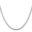 925 White Gold 3.25 mm Box Chain Necklace, Polished