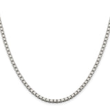 925 White Gold 3.25 mm Box Chain Necklace, Polished