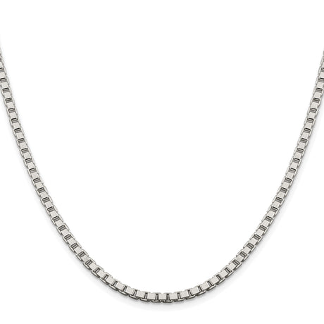 925 White Gold 3.25 mm Box Chain Necklace, Polished