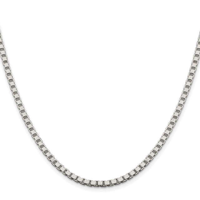 925 White Gold 3.25 mm Box Chain Necklace, Polished