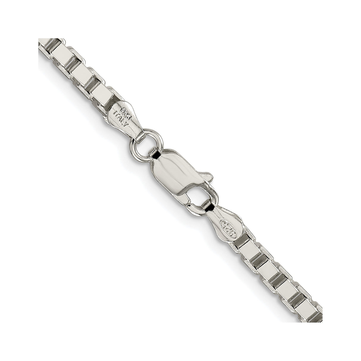 925 White Gold 3.25 mm Box Chain Necklace, Polished alternate angle