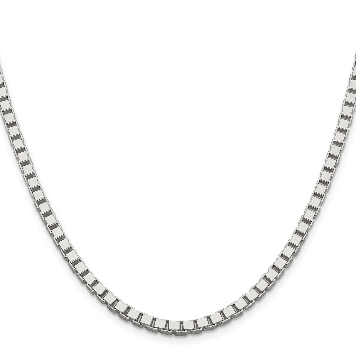925 White Gold 3.75 mm Box Chain Necklace, Polished