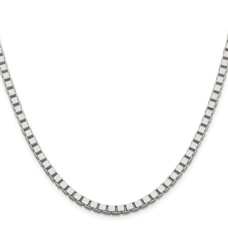 925 White Gold 3.75 mm Box Chain Necklace, Polished