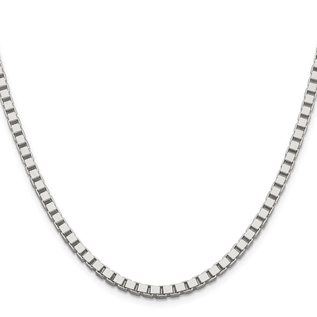925 White Gold 3.75 mm Box Chain Necklace, Polished