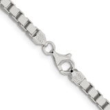 925 White Gold 3.75 mm Box Chain Necklace, Polished alternate angle