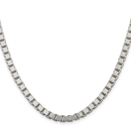 925 White Gold 4.5 mm Box Chain Necklace, Polished