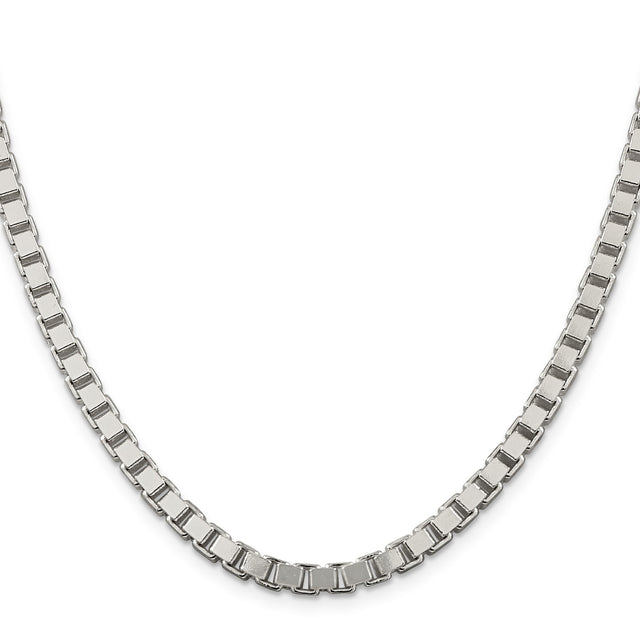 925 White Gold 4.5 mm Box Chain Necklace, Polished