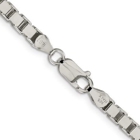 925 White Gold 4.5 mm Box Chain Necklace, Polished alternate angle