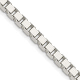 925 White Gold 4.5 mm Box Chain Necklace, Polished detail view