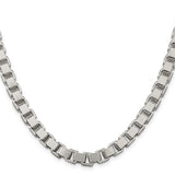 925 White Gold 7 mm Box Chain Necklace, Polished