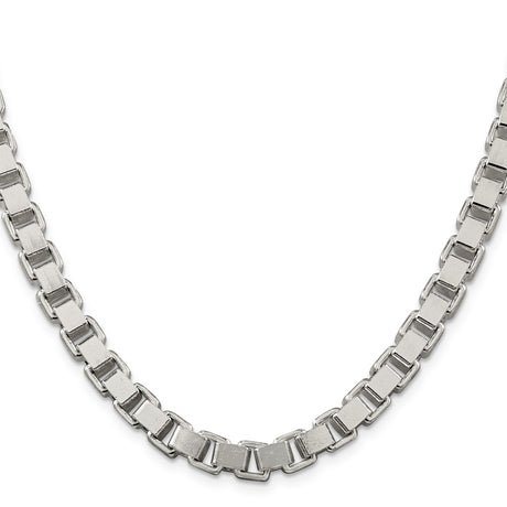 925 White Gold 7 mm Box Chain Necklace, Polished