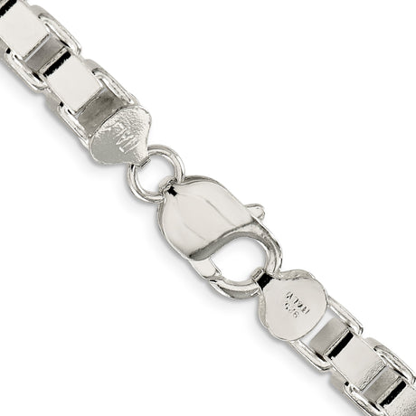 925 White Gold 7 mm Box Chain Necklace, Polished alternate angle