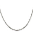 925 White Gold 2.5 mm Polished Chain Necklace, Solid