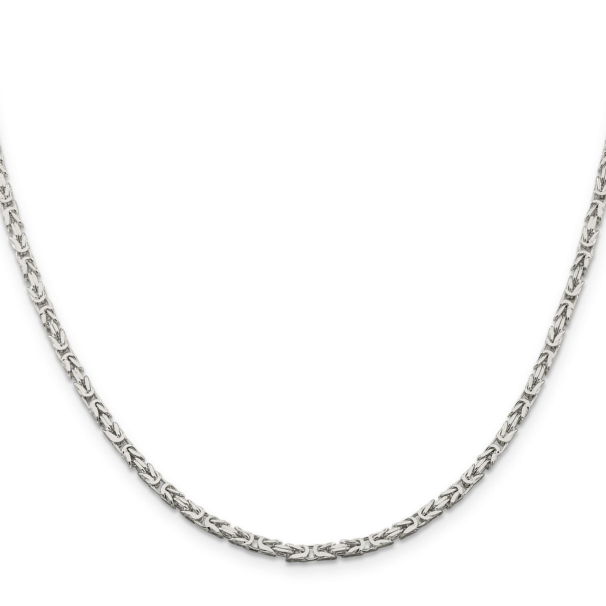 925 White Gold 2.5 mm Polished Chain Necklace, Solid