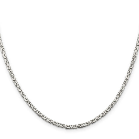 925 White Gold 2.5 mm Polished Chain Necklace, Solid