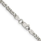 925 White Gold 2.5 mm Polished Chain Necklace, Solid alternate angle