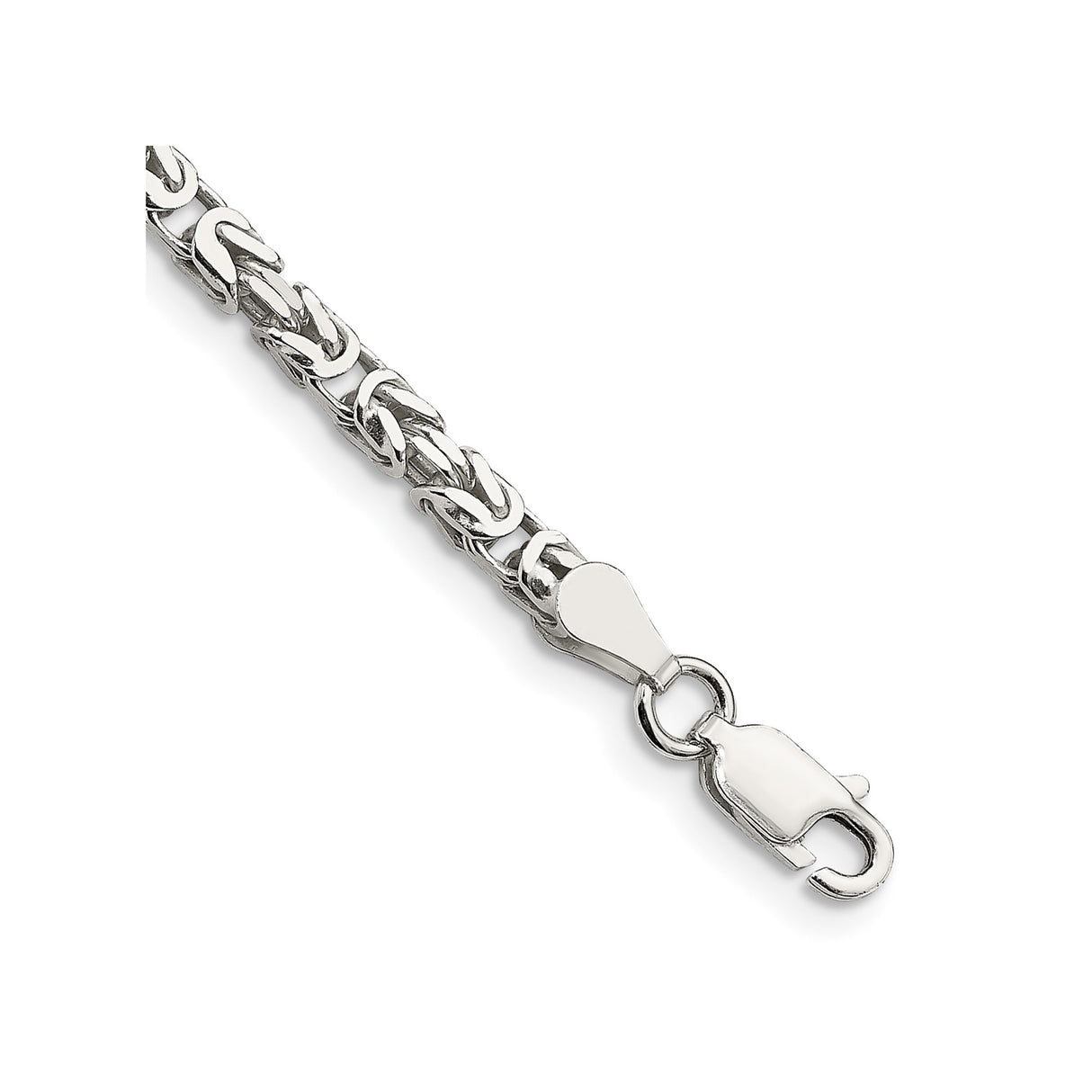 925 White Gold 2.5 mm Polished Chain Bracelet, Solid shown for scale