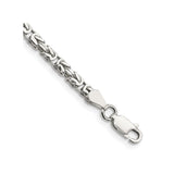 925 White Gold 2.5 mm Polished Chain Bracelet, Solid shown for scale