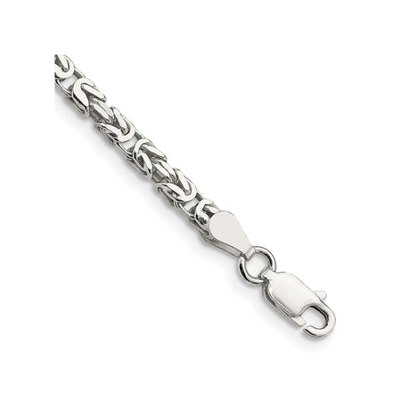 925 White Gold 2.5 mm Polished Chain Bracelet, Solid shown for scale