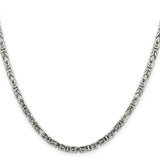 925 White Gold 3.25 mm Polished Chain Necklace, Solid